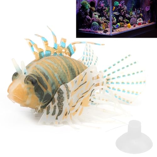 Silicone Simulation Fish Aquarium Sculpture Glowing Lifelike Fish Decoration Fluorescent Suction Cup Ornament for Tank(Black Orange) - style: Black Orange