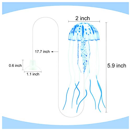 WishLotus 2 PCS Jellyfish Fish Tank Decorations, Simulation Jellyfish Plant Ornament, Fish Tank Jellyfish Glow Decorations, Fishtank Decorations for Various Aquarium (S, Blue) - color: Blue, size: Small