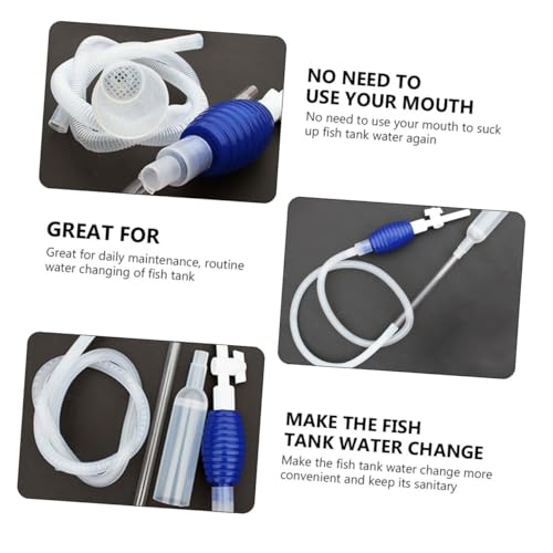 Aquarium Fish Tank Water Changer Manual Pump Siphon Cleaner Medium Size White Gravel Cleaning Tool for Freshwater Fish Tank Maintenance