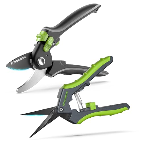 Gardening Scissors, Sharp Plant Trimming Scissors for Precise Cuts, Stainless Steel Pruning Shears Bonsai Clippers, 8.5" Bypass Garden Shears & 6.5" Straight Trimming Scissors 2 Pack - style: 6.5" Straight & 8.5" Bypass
