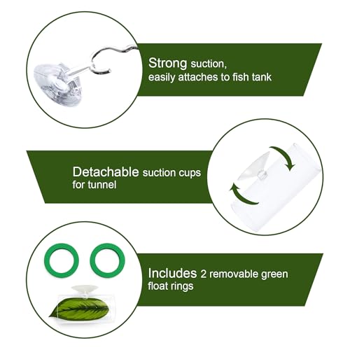 Betta Fish Hammock & Tunnel Hideout Bed Toy, Floating or Wall-Mounted Clear Acrylic Tube for Rest & Play, Betta Fish Tank Accessories with Suction Cup and Floating Ring for Aquarium Decoration