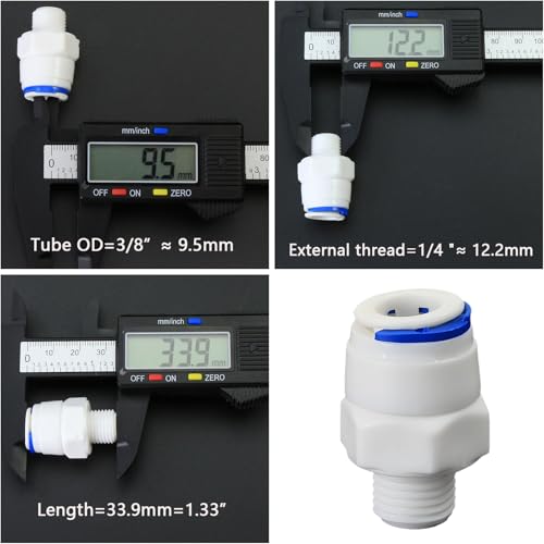 1/4"M to 3/8" Push-Fit Adapter for RO Water Filter, 5 Pcs | Straight quick-connect fitting connects 1/4" male thread to 3/8" hose for RO filters, beverage dispensers & water systems. - style: 1/4" Male Thread to 3/8" Quick-Connect Straight