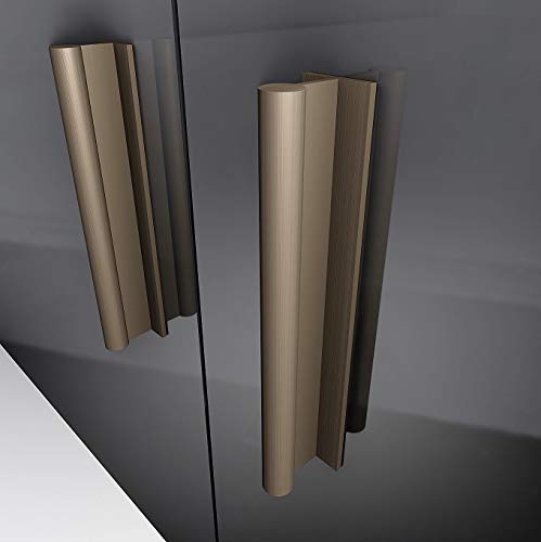 HRX Self-Adhesive Edge Fingerpull Door Handle - Easy to Install Screwless Peel and Stick on Glass, Wood, Metal, Plastic - Sliding Doors Knob for Kitchen Fronts, Drawers & Dressers Panels - 2 Pack - color: Champagne
