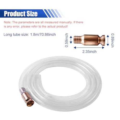 Shaker Siphon Hose for Gasoline, Gasoline Fuel Transfer Pump, Hand Pump Self Priming, 6Ft, 1/2'' Copper Valve Siphon Hose, for Gas Diesel Oil Liquid Water (1.8 m) - size: 1.8 m