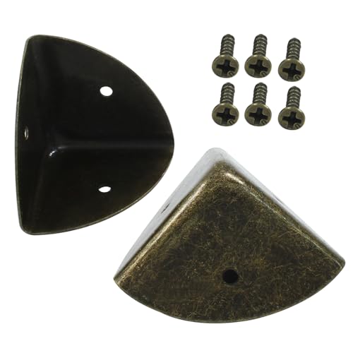 12 Pcs Metal Corner Protectors Antique Bronze Edge Guard Furniture Edge Corner Cover Angle Corner Brackets with Mounting Screws for Box Table Cabinet(1.6"x1.6"x1.6") - size: Antique Bronze,1.6 inch,12pcs