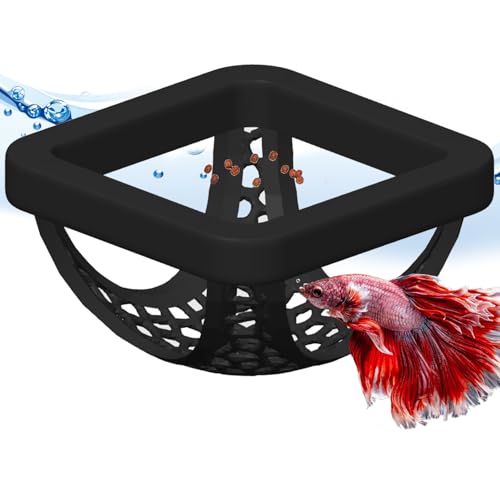 Floating Betta Hammock and Feeding Ring, Aquarium Beta Hideout, Cave, Bed, Resting Spot, Betta Fish Toys and Decor - color: Square-Black