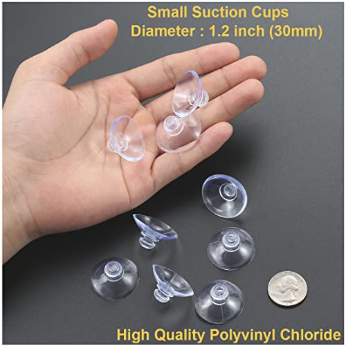 12 Pieces 1.2 inch Small Clear Suction Cups for Glass, Without Hooks Without Holes, Thick Professional Sucker Pads for Organization Decoration Window Bathroom Kitchen Car Radar Detector - size: 1.2"+no-hooks"