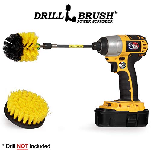Bathroom Accessories - Cleaning Supplies - Drill Brush - Grout Cleaner - Shower Cleaner - Scrub Brush for Shower - Tile Cleaning Brush - Bathroom Cleaning Tools - Drill Brush Attachment Set - Bathtub - color: Yellow