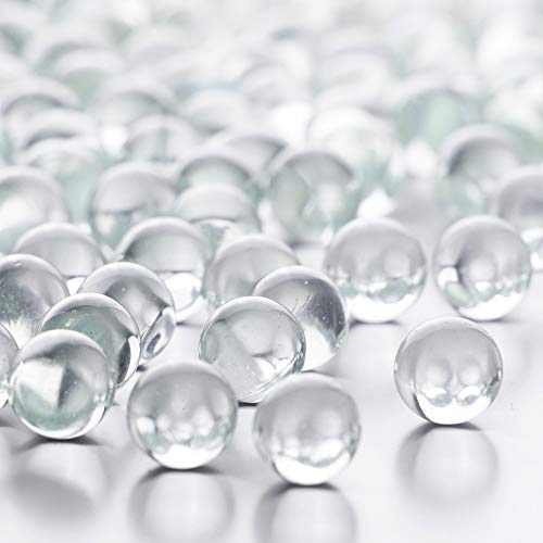 CYS EXCEL Clear Marble Gemstone Vase Filler (5 LBS) | Multiple Color Choices Aquarium Round Marble Beads | Decorative Mosaic Glass Gem Pebbles - color: Clear, size: 5 LBS