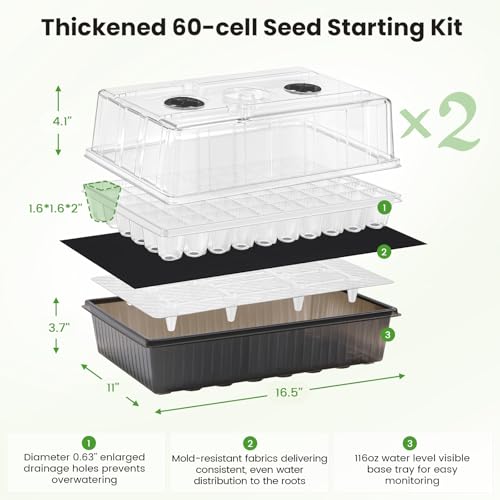 BAOSHISHAN Seed Starter Tray with Grow Light - 120 Cells Self-Watering | 24/7 LED Grow Light, 4'' Humidity Dome, Ideal for Herbs & Indoor Plants, Promotes Fast Germination, Durable Plastic Build