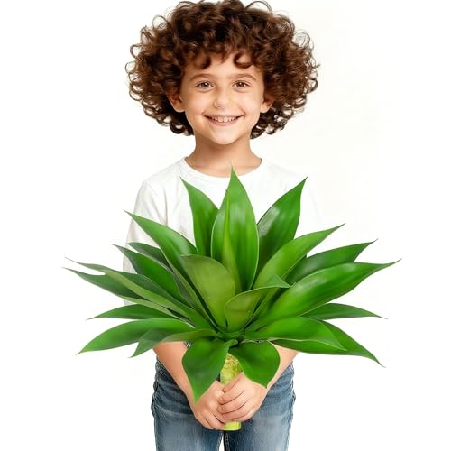 Artificial Agave Plant Fake Agave Plant Artificial Plants Outdoor Uv Resistant Artificial Fake Plants Suitable for Indoor Home Decor Outdoor Courtyard Balcony Terrace Decor 1Pcs,17.8'',Green - color: Green 18''1