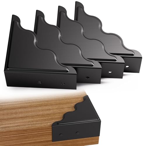 Table Metal Corner Protector, Minimalist-Style Decorative Desk Edge Safety Guard, Cabinet Furniture Edge Corner Guards, Boxes Bumpers Protectors for Preventing Damage and Decoration (4 Pcs, Black)