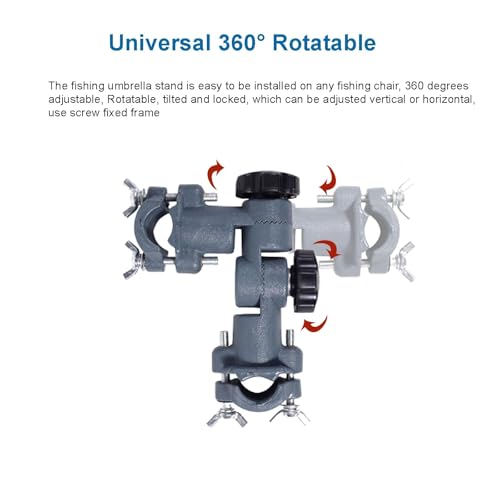 Ragyzity Strong Umbrella Bracket, 360 Rotation Umbrella Holder, Lure/Flashlight Holder for Fishing, Tank, Chair Clamp Accessory - size: 1PC