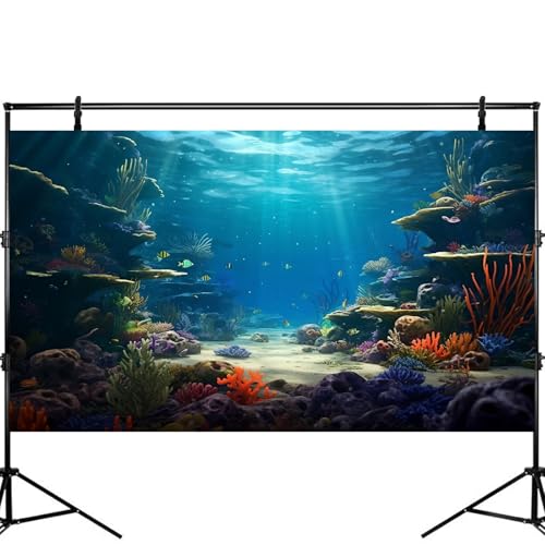 Ocean Floor Fish Tank Background Under The Sea Coral Reef Aquarium Background Underwater Aquatic Plants Sunray Terrarium Backgrounds Deep Sea Rock Tropical Aquarium Fish Tank Backgrounds 36x18in - color: Orange Blue, size: 36(W)x18(H)inches/ 90(W)*45cm(H)