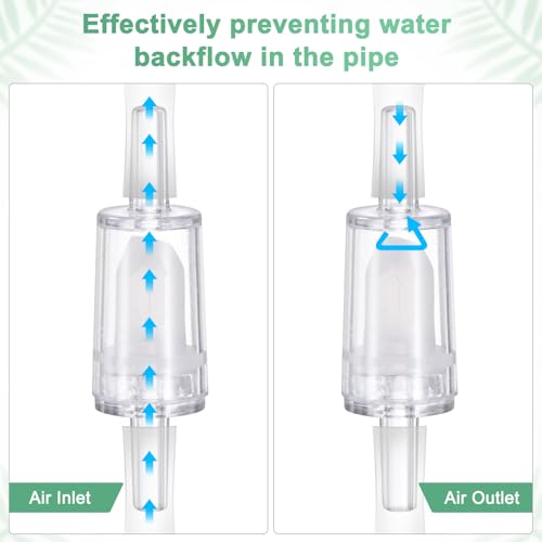 M METERXITY 24-Pack Aquarium Air Check Valve, Plastic One Way Non-Return Valves Air Valve Air Tubing Accessories Air Pump Accessories for 3/16" Airline Tubing Fish Tank [Clear White]