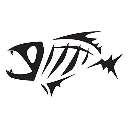 Fish Skeleton (Black) (Set Of 2) Premium Waterproof Vinyl Decal Stickers For Laptop Phone Accessory Helmet Car Window Bumper Mug Tuber Cup Door Wall Decoration - color: Black, size: 5.8 inches x 3.2 inches