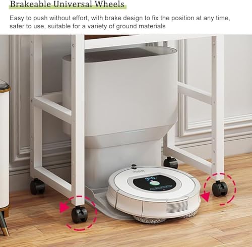Robot Vacuum Stand Cabinet with Wheels - Mobile Storage Rack for Robot Vacuum Cleaner, Fish Tank Stand Accent End Table for Living Room Home Office(Black,19.6x14 in) - color: Black, size: 19.6x14 in
