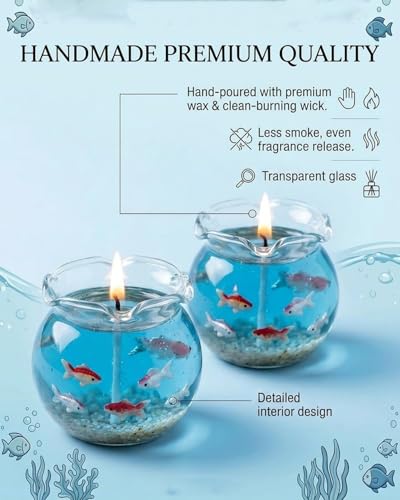 Mini Bubble Fish Tank Candle, 2026 Upgraded Aesthetic Floating Freesia Scent Decorative Candle, Desktop Office Ornament, Scented Ocean Theme, Creative Art Piece, Party Favors (2PCS)