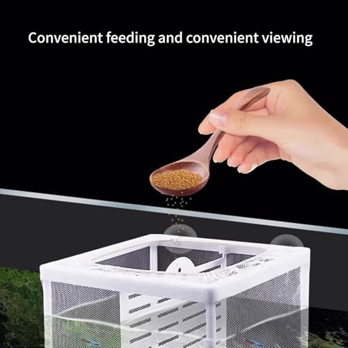 2PCS Protective Aquariums Breeding Cage Netting Nursery Tanks with Suction Cup for Fry Rearing and Secure Observation Fish Breeding Box with Suction Cup - color: small