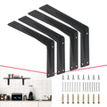 CLT 16” Black Shelf Bracket, 1/5" Thick – Heavy Duty Corner Brace, Supports 440 lbs, Industrial Modern Farmhouse Style – Right Angle Bracket for Tables, Benches, DIY Space-Saving Projects (Pack of 4) - size: 16 inches, style: Black L Gusset