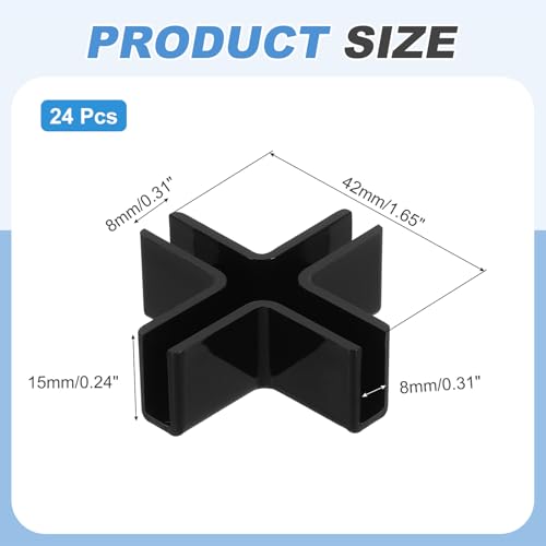 uxcell 24Pcs Plastic Glass Connector, Suitable for 5mm Thick Cross Shaped Glass to Glass Clamp, Fixing Bracket Rimless Clip Holder for Aquarium Fish Tank Display Shelves, Black - color: Black, size: 5mm