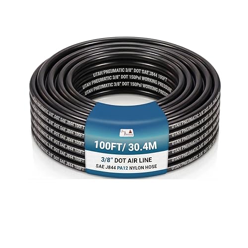 Utah Pneumatic 3/8 inch Nylon Black Air Line Tubing - 100 Feet, DOT Approved for Air Brake Systems - color: Black, size: 3/8 inch DOT - 100 Feet
