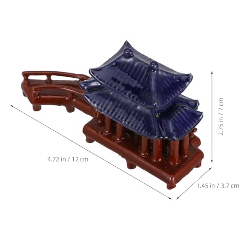 Levemolo Mini Curved Bridge Pavilion Statue Ceramic Fish Tank Decoration Bonsai Ornament for Landscape Realistic Design Sturdy Construction for Garden Aquarium Use