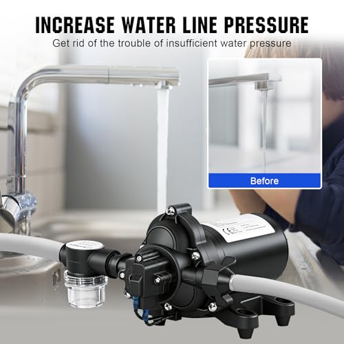 ECO-WORTHY 33-Series Industrial Water Pressure Pump 110V AC 4.0GPM 50PSI RV Fresh Water Diaphragm Pump include Garden Hose Adapters for Irrigation Marine Boat Sprinkler Faucet - size: 4.0GPM-50PSI-110V-Garden Hose Adapters