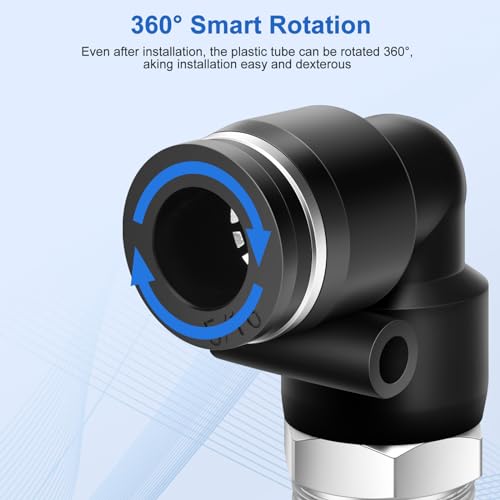 12 Pcs Push to Connect Fittings 5/16 Inch Tube OD x 1/4 Inch NPT Thread Pneumatic Male Straight and Elbow Quick Connect Air line fittings - size: 5/16"OD x 1/4"NPT
