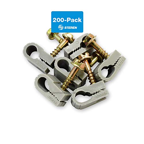 STEREN Coaxial Cable Clips - Cable Holder - Wire Clips - Siding Clips for Hanging - Cord Holder for Desk - Cable Clamps (Gray, 200 Count - Single Screw) - color: Gray, size: 200 Count - Single Cable
