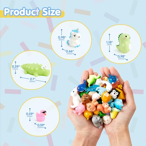 JOYIN 50 Pcs Mini Resin Animals Figures, Mix Resin Animals Figurines for Fairy Garden Accessories, Dollhouse Decorations, Slime Charms for Crafts, DIY Miniature Scenes, Birthday School Party Favors - style: Mix Animals