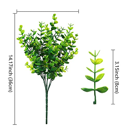 XLFAQXM Artificial Plants Flowers Grass Shrubs 8 Pack No Fade Faux Plastic Flowers Outdoor for Farmhouse Garden Porch Patio Indoor Wedding Decoration Greenery Fake Plants uv Resistant (1#Green) - color: 1#green