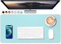 SUJAYU Dual Sided PU Leather Desk Pad, Mouse Pad, Office Desk Mat, Non-Slip Laptop Desk Pad, Waterproof Desk Writing Pad for Office and Home (23.6" x 11.8", Light Blue+Sliver) - color: Light Blue+sliver, size: 11.8" x 23.6"