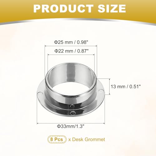 M METERXITY 8-Pack Desk Grommet, 1.3 Inch 33mm Plastic Desktop Cable Hole Cover Plastic Grommet for Home/Office Desktop Wire Organizer [Silver] - color: Silver, size: 1.3"