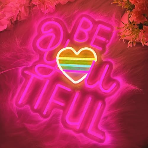 Be You Tiful Neon Sign For Wall Decor USB Powered Dimmable Letter Led Neon Light for Bedroom Kids Room Shop Salon Apartment Birthday Party Gift for Her - color: Neon Tiful