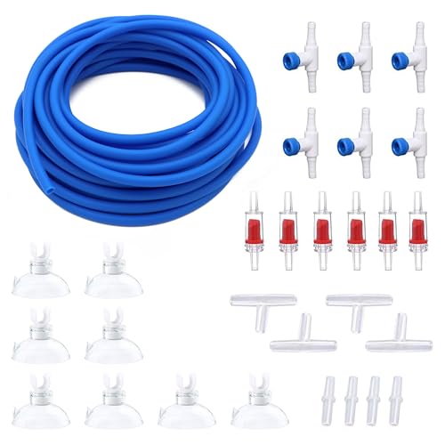 Premium 25FT 3/16inch Air Hose for Aquarium with Connector,Check Valve, Control Valve Accessories (Blue, 25 ft.) - color: Blue, size: 25 ft.