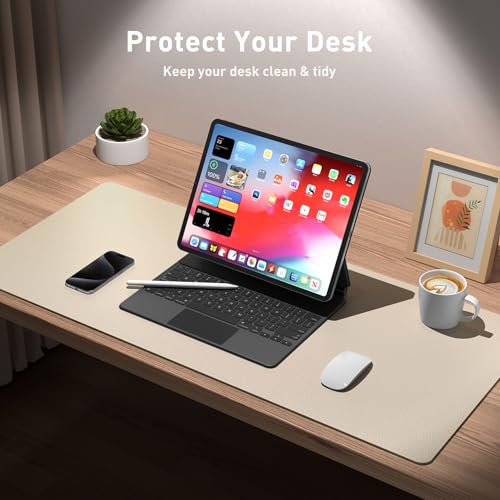 Aothia Non-Slip PU Leather Waterproof Laptop Desk Pad Protector, Blotter Mat, Writing and Mouse Pad for Office & Home, Beige, 23.6" x 13.7" - color: Beige, size: 23.6" x 13.7"