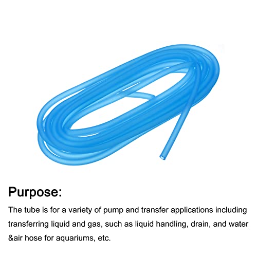 uxcell Aquarium Airline Tubing Hose 5/32" ID 15/64" OD 1Pcs 13.12 Ft Silicone Flexible Airline Tubing for Fish Tank, Terrariums, and Hydroponics, Blue - color: Blue