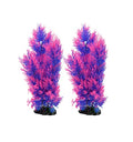CNZ Aquarium Decor Fish Tank Decoration Ornament Artificial Plastic Plant Green 15.5-inch Pink/Purple, 2-Pack