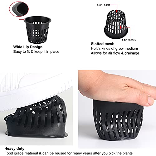 ORIMERC 2 inch Net Cups Pots 30 Pack with 30 feet Self Watering Wick & 30 Plant Labels for Hydroponics Aquaponics Planter Indoor Outdoor Growing Baskets Slotted Mesh UV Resistant & BPA Free - size: 2 inch (30 Pack)