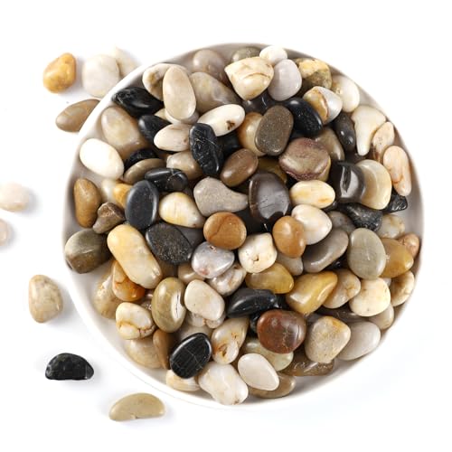 5LB 1/4-5/8Inch Polished River Rocks for Plants with Mixed Colors Decorative Natural River Stones Pebbles for Outdoor Small Stones Gravels for Home Decoration