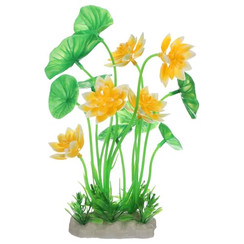 uxcell Aquarium Artificial Plants, 1 Pcs Fish Tank Plants Decorations Accessories Aquatic Ornaments Decor Water Grass, Yellow-Green (Lotus Flower) - color: Yellow-green