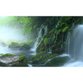Cascading Waterfall Aquarium Background Majestic Tranquil Stream Mossy Rocks Fish Tank Background Scenic Foggy Misty Forest Scene Terrarium Backgrounds Natural Falls Reptile Tank Backgrounds 24x16in - color: Foggy Green, size: 24(W)x16(H)in