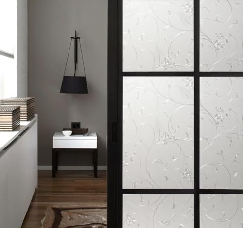 Niviy Static Cling Non-Adhesive Window Film Frosted Glass Film Bathroom Door Glass Decoration Window Film Privacy Covering (17.7"x 47.2") - color: Pure, size: 17.7" x 47.2"