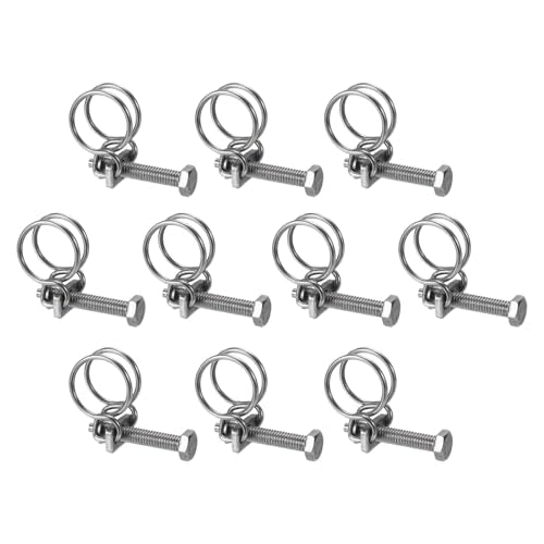 uxcell 10Pcs Double Wire Hose Clamp, 15-18mm Adjustable Stainless Steel Wire Hose Clips with M6 Bolt for Dust Collection Hose, Pump Hose Pipe - size: 15-18mm