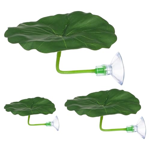 3PCS Betta Fish Leaf Hammock, Soft Aquarium Decor Plastic Plants, Betta Hammock Bed with Suction Cups, Fish Tank Decoration for Sleeping Hiding Playing – Natural Green Lotus Leaf Design