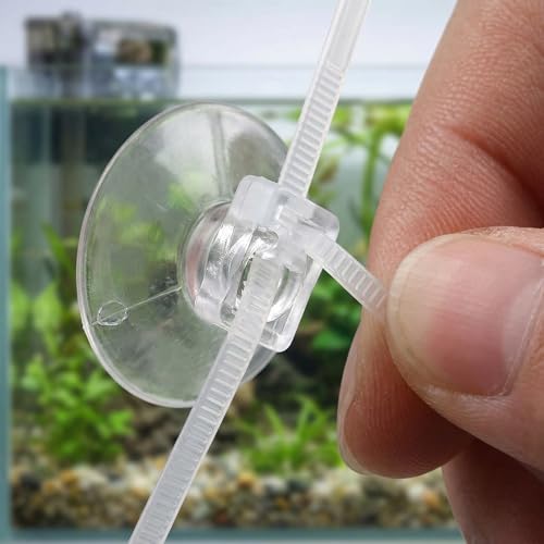 Fish Tank Accessories, 20Pcs 25mm Aquarium Suction Cups with Adjustable Cable Ties Clear Turtle Habitat Supplies Beta Fish Aquariums Accessories for Betta Tank Plants and Moss Fixing