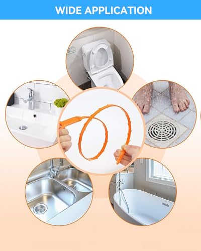Drain Snake Clog Remover Tool, 3 Plastic (20 Inches) and 1 Stainless Drain Snakes (33 Inches) Included, Effectively Clean Hair and Other Clog for Toilet, Kitchen Sink, Bathroom Tub - style: 33 IN