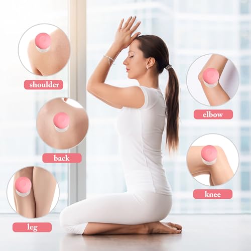 BBTO 4 Pieces Glass Cupping Set Glass Silicone Cupping Cups Massage Vacuum Suction Cupping Cups for Body Face Leg Arm Back Shoulder Muscle and Joint Pain (Pink) - color: Pink