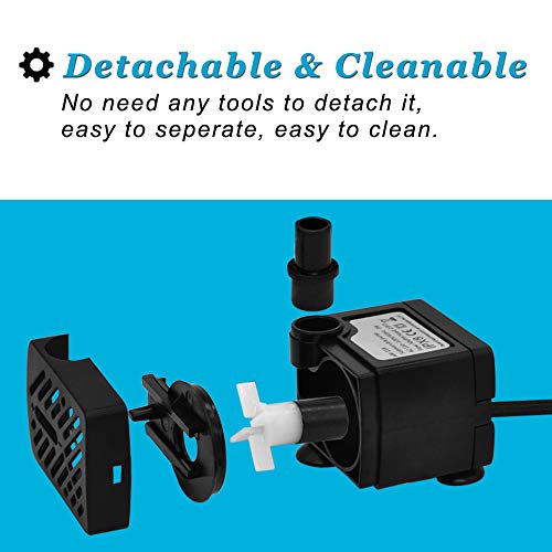 DOMICA (80GPH 4W) Mini Submersible Water Pump with 2.2FT Tube for Pond, Aquariums, Fish Tank, Hydroponics, Tabletop Fountain, Pet Fountain, Indoor or Outdoor Fountain Pump (AC Powered)